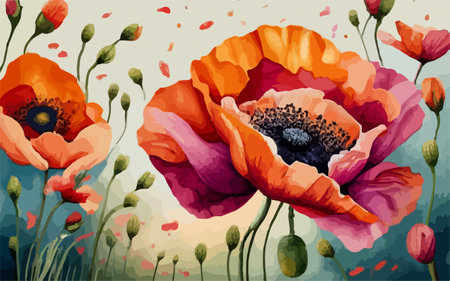 Poppy flower background. Vector illustration of a poppy flower background.のイラスト素材