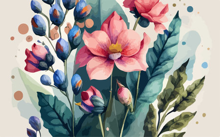 Bouquet of flowers in watercolor style. Vector illustration.のイラスト素材