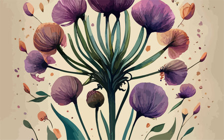 Vintage floral background with hand drawn poppies. Vector illustration.のイラスト素材