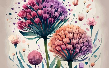 Hand drawn watercolor illustration of wildflowers. Vector illustration.のイラスト素材