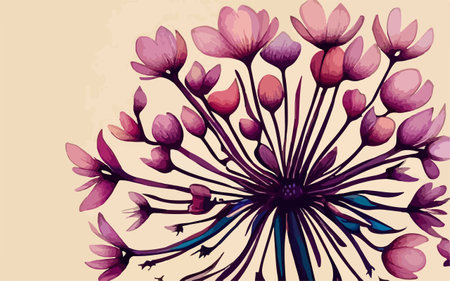 Vintage floral background with flowers in retro style. Vector illustration.のイラスト素材