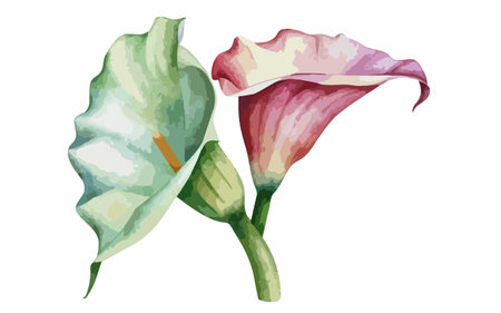 Watercolor calla lily flowers isolated on a white background.のイラスト素材