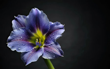 Beautiful purple flower on a dark background with space for text.の素材