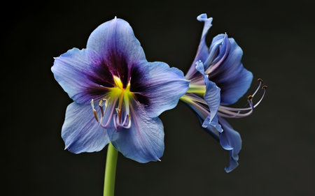 purple amaryllis flower on black background close-upの素材