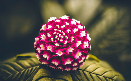 Pink and white hydrangea flower in garden - vintage filterの素材