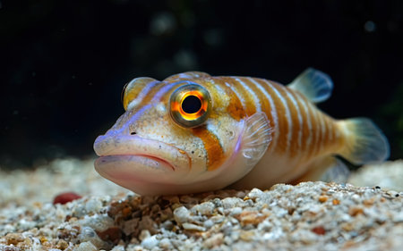 Close-up of a Cichlid fish in an aquariumの素材