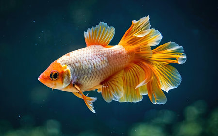 golden fighting fish in the aquarium, betta splendens.の素材
