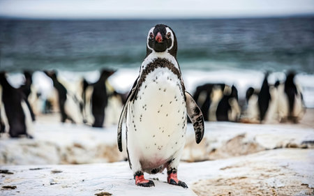 African penguin (Spheniscus demersus) on the iceの素材