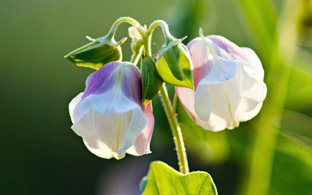 White and purple flower of sweet pea (Coccinia grandis)の素材