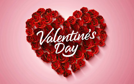 Valentines day background with heart and roses. Vector illustration.の素材