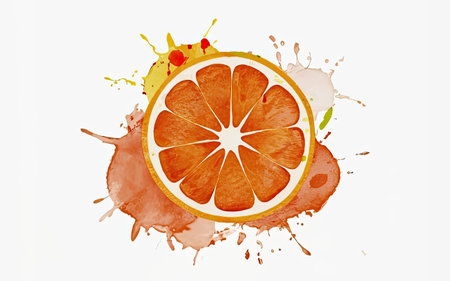 Grapefruit with watercolor splashes isolated on white background.の素材