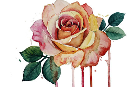 Watercolor illustration of a rose. Hand drawn watercolor painting.の素材