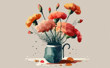 Flowers in a vase. Vector illustration of a bouquet.のイラスト素材