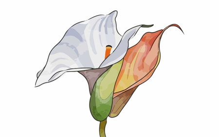 Illustration of Calla lily flower on a white background.のイラスト素材