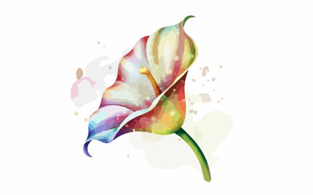 Watercolor calla flower on white background. Hand drawn vector illustration.のイラスト素材