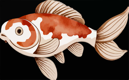 Illustration of a goldfish with a red spot on the bodyのイラスト素材