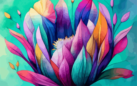 Illustration of a beautiful floral background with a lotus flower.のイラスト素材