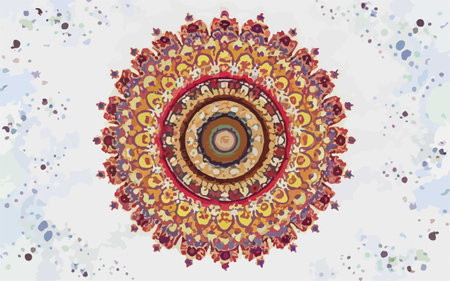 Mandala. Ethnic decorative element. Hand drawn backdrop. Islam, Arabic, Indian, ottoman motifs.のイラスト素材