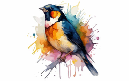 Hand drawn watercolor bird isolated on white background. Vector illustration.のイラスト素材