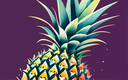 Pineapple tropical fruit vector illustration. Pineapple on a purple background.のイラスト素材