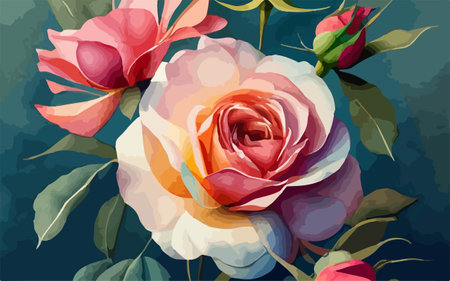 Floral background with colorful roses. Vector illustration. EPS 10.のイラスト素材