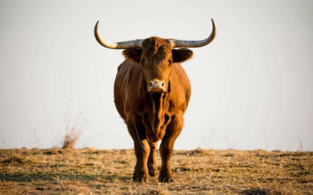 Bull standing in the field in the morning light, South Africa.の素材