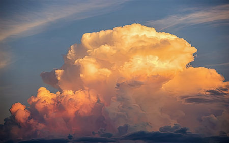 Cloudscape, Colored Clouds at Sunset near the Ocean, Backgroundsの素材