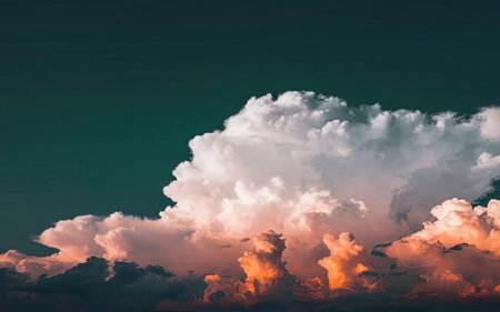 Cloudscape, Colored Clouds at Sunset near the Ocean, Nature Backgroundの素材
