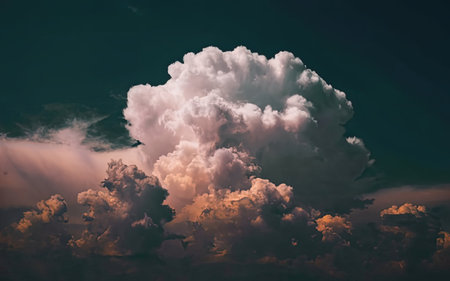 Colorful dramatic sky with cloud at sunset. Nature cloudscape.の素材