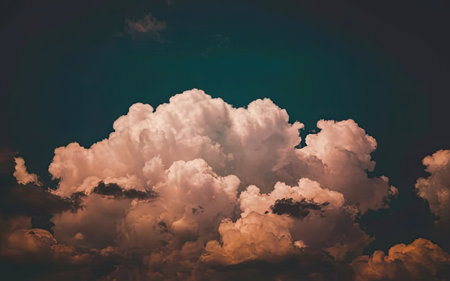 Beautiful fluffy clouds in the sky. Nature background. Toned.の素材