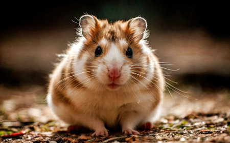 Hamster in the forest. Close-up of hamster.の素材