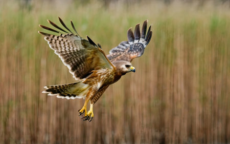 Common buzzard (Buteo buteo) in flightの素材