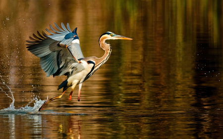 Great Blue Heron (Ardea herodias) in flight.の素材