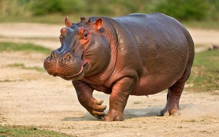Hippo (Hippopotamus amphibius) in the wildの素材