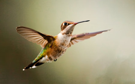 Ruby-throated Hummingbird (archilochus colubris) in flightの素材