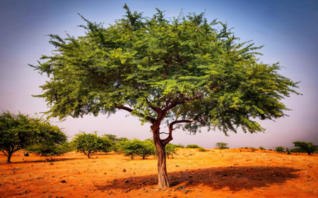 Acacia tree in the desert. Africa. Kenya. Tanzania.の素材