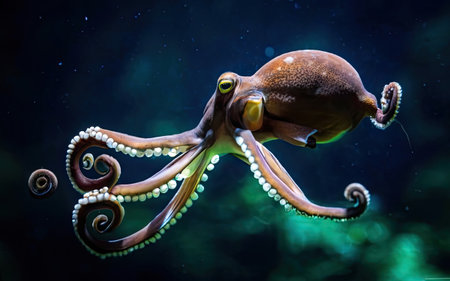 Octopus in the aquarium. Close-up of a sea animal.の素材