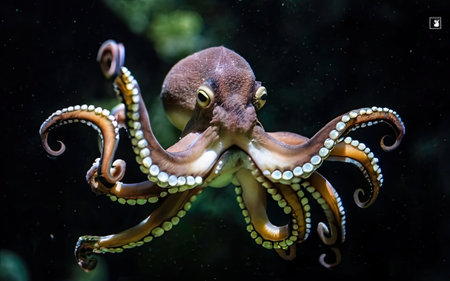 Octopus in the aquarium. Underwater world. Marine life.の素材