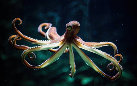 Octopus in the aquarium. Close-up of a sea animal.の素材