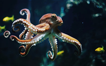 Octopus in the aquarium, close-up of a marine animalの素材