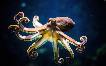 Octopus in the aquarium. Underwater world. Marine life.の素材