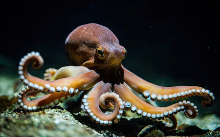 Octopus in the aquarium. Close-up of a sea animal.の素材