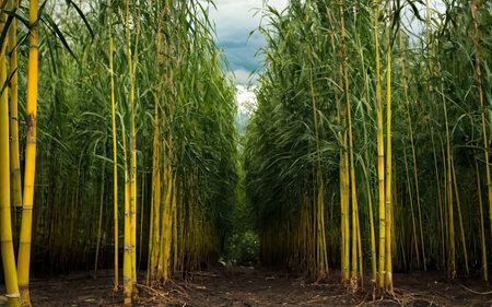 Sugarcane plantation in the north of Thailand, Asia.の素材