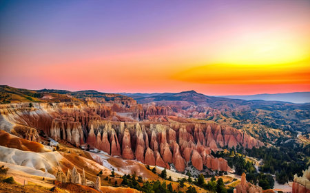Sunset over the Hoodoos of Bryce Canyon National Park, Utah, USAの素材