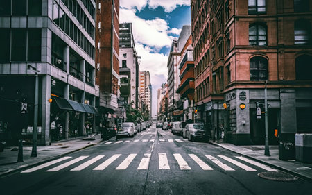 Street view of the city of Boston, Massachusetts, United States.の素材