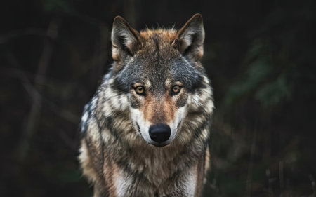 Portrait of a gray wolf (Canis lupus)の素材