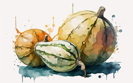 Watercolor illustration of watercolor pumpkins on a white background.のイラスト素材