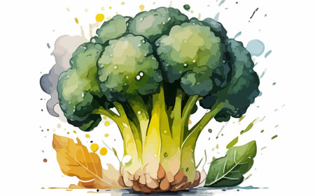 Broccoli in watercolor style on white background. Vector illustration.のイラスト素材