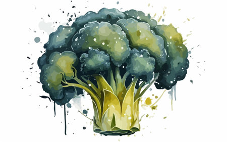 Broccoli. Hand drawn watercolor illustration on white background. Vector.のイラスト素材
