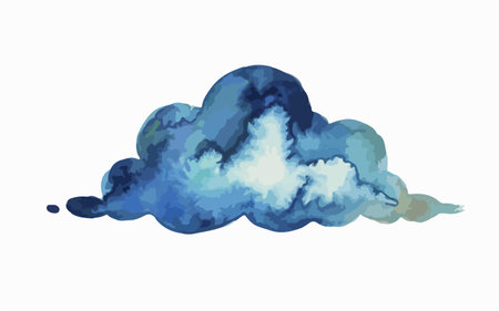 Watercolor cloud illustration isolated on white background. Hand-drawn illustration.のイラスト素材
